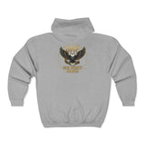 God Money Power (GMP) Eagle Zip Hoodie — Bold Gold Emblem Full-Zip Sweatshirt