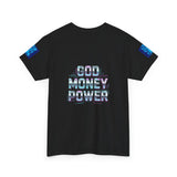 God Money Power Graphic Tee — Blue Urban Streetwear T-Shirt