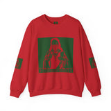 Crewneck Sweatshirt — Vintage Tarot Priestess Graphic (Green & Red)