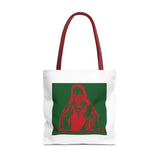 Religious Icon Tote Bag — Red & Green Saint Artwork All-Over Print