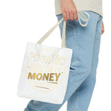 Inspirational Faith Tote Bag — "Put God First, Hustle for the Money" All-Over Print