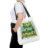 Tote Bag — "God Money Power" Bold Graphic Tote for Faith & Hustle