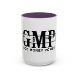 GMP "God Money Power" Accent Coffee Mug — Bold Black Scripture-Inspired Design (11/15oz)
