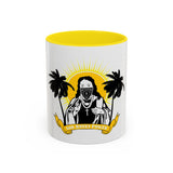 Accent Coffee Mug — 'God Money Power' Retro Palm Beach Graphic