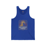 Spiritual Pyramid Tank — "God Money Power" Graphic Jersey Tank Top