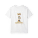 God Money Power T-Shirt — Crown & Coins Faith-Inspired Graphic Tee