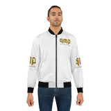 GMP God Money Power Bomber Jacket – White & Gold Streetwear