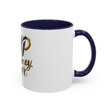 Accent Coffee Mug — "GMP God Money Power" Gold Script Mug (11/15oz)