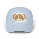 God Money Power Dad Cap — White Embroidered Baseball Hat