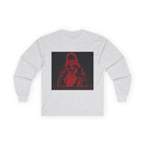 Long Sleeve Tee — Red Samurai Graphic Prayer Pose