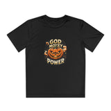 Youth Pumpkin Power Tee - "God Money Power" Halloween Graphic Shirt