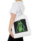 Graphic Tote Bag — Neon Green 'God Money Power' Icon Design