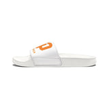 Youth Slide Sandals - 'GMP Good Money Power' White Athletic Pool Slides for Kids