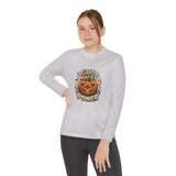 Youth Long Sleeve Tee — 'God Money Power' Halloween Pumpkin Graphic