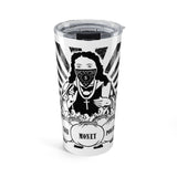20oz Tumbler — Black & White Street Art Saint Design (Money Prayer Motif)