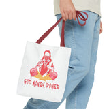 God Money Power Tote Bag — Bold Graphic Religious Streetwear Tote