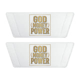 Slides — 'God Money Power' White Removable‑Strap Sandals