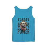 God Money Power- Skull Tank Top — Edgy Graphic Streetwear