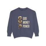 Sweatshirt — G.M.P. Gold Logo "God Money Power" Casual Graphic Sweatshirt