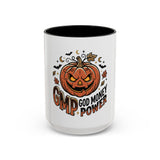 Halloween Pumpkin "GMP: God Money Power" Accent Coffee Mug — Spooky Fall Gift (11/15oz)