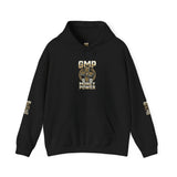 Money Power Hoodie — Gold Coin Stack Graphic Hooded Sweatshirt