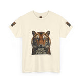 Tiger Graphic Tee — 'God • Money • Power' Bold Vintage Animal Shirt