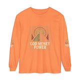 Long Sleeve T-Shirt — 'God, Money, Power' Pyramid Graphic