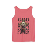 God Money Power- Skull Tank Top — Edgy Graphic Streetwear