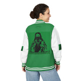Letterman Jacket — 'God Money Power' Graphic Varsity Jacket