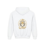 Youth Lion Crest Hoodie — GMP Gold Emblem Kids Pullover
