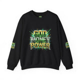 God Money Power Crewneck Sweatshirt — Bold Faith & Prosperity Graphic