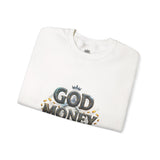 Crewneck Sweatshirt — "God Money Power" Graphic Pullover