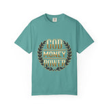 God Money Power T-Shirt — Bold Gold Laurel Graphic Tee