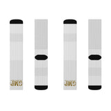 Gold Monogram Sublimation Socks — Custom Initial 'GP' Crew Socks
