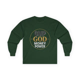 GMP GOD Money Power Long Sleeve Tee — Inspirational Faith & Wealth Shirt