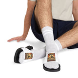 Men's Slide Sandals with 'God Money' Graphic — Removable Strap Casual Pool Slides