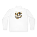 Quarter-Zip Pullover — "GMP God Money Power" Metallic Script Chest & Back