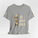 GVP 'God Money Power' Graphic Tee – Gold Lettering Christian Streetwear