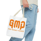 GMP 'God Money Power' Graphic Tote Bag – Bold Orange Statement Carryall