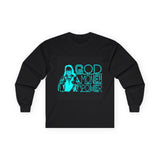 God Money Power Long Sleeve Tee — Retro Neon Graphic Faith & Hustle Shirt