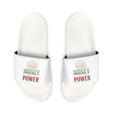 Slides — 'God, Money, Power' Graphic Removable-Strap Sandals