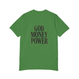 God Money Power T-Shirt — Bold Typography Faith & Hustle Tee