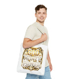 Tote Bag — "God Money Power" Gold Graphic Tote for Faith & Hustle