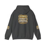 Hoodie — "God Money Power" Gold Emblem Pullover