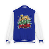Letterman Jacket — "God Money Power" Graphic Varsity Jacket