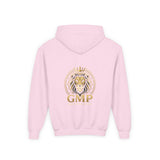 Youth Lion Crest Hoodie — GMP Gold Emblem Kids Pullover