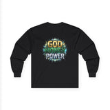Long Sleeve Tee — "God Money Power" Graphic Spiritual Streetwear
