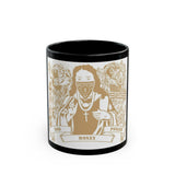 Black Mug — 'God Money Power' Gold Tarot Style Illustration Coffee Cup