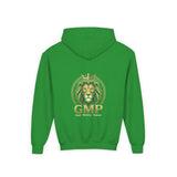 Youth Lion Crest Hoodie — GMP Gold Emblem Kids Pullover