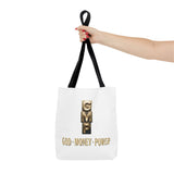God • Money • Power Tote Bag — Inspirational Gold Block Design